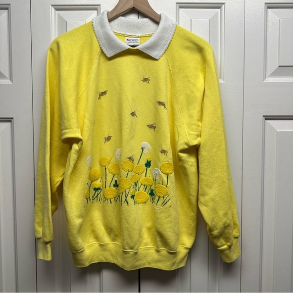 Vintage Hanes Bee and Dandelion yellow sweatshirt Size XL - Picture 1 of 10